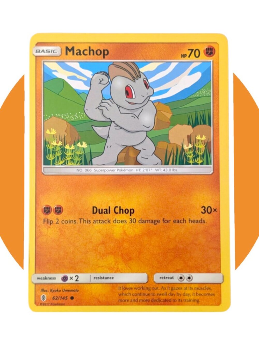 Guardians Rising Pokemon Card (A52): Machop 62/145, Kyoko Umemoto